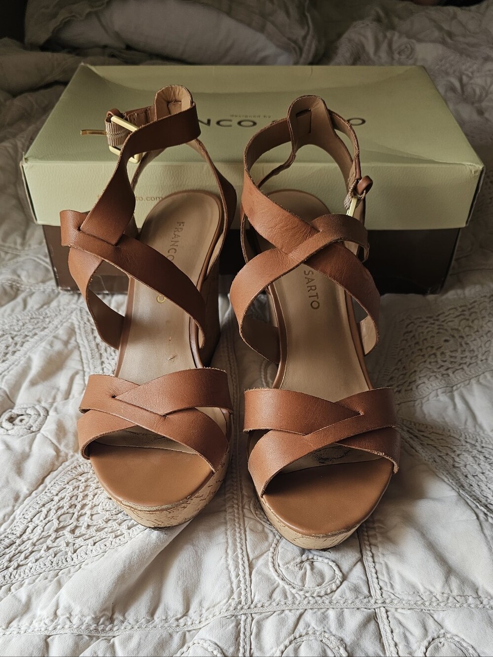 Franco Sarto Genuine Leather Sophie2 Strappy Wedges